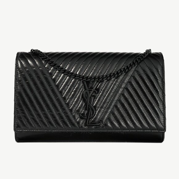 Saint Laurent Kate Medium Black Matelassé Leather Crossbody - Picture 1 of 14